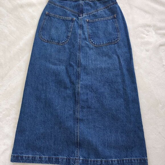 NWT Frame Modern Pocket Midi Denim Skirt Button Front - Picture 6 of 6